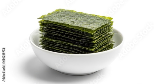 Stack of Nori Seaweed Sheets in a White Bowl A Healthy and Delicious Snack