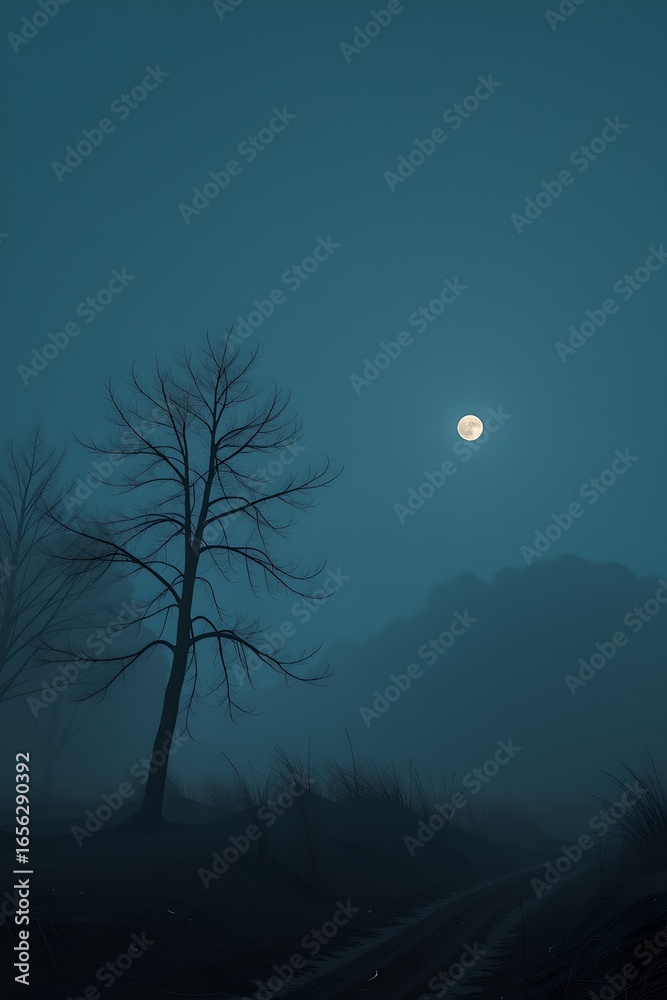 Fototapeta premium Tranquil Nighttime Scene Forest