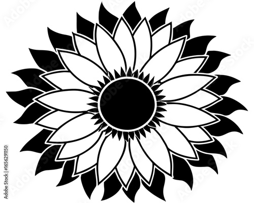  Isolated sunflower silhouette with detailed petals (2).