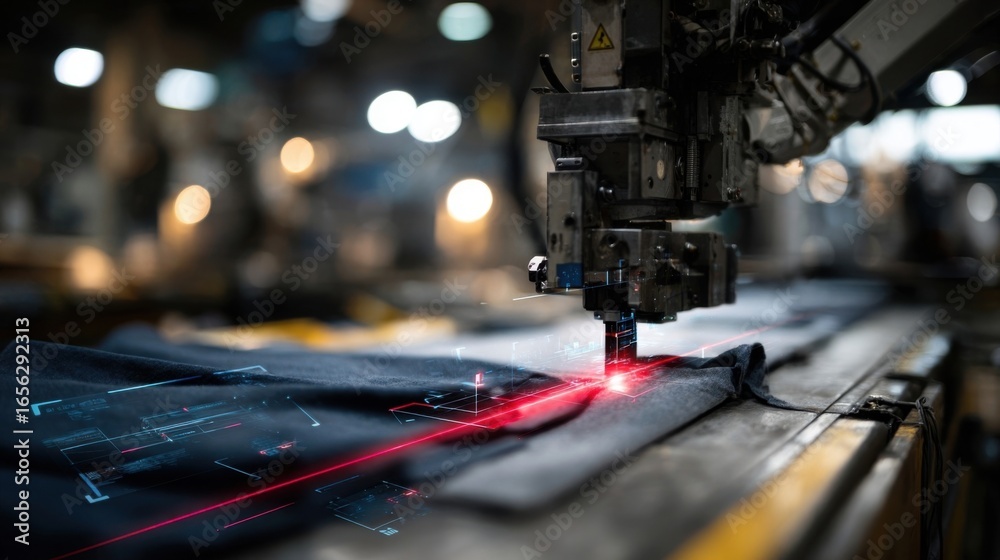 Fototapeta premium Advanced Fabric Inspection Station with Robotic Vision System