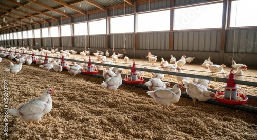 Modern broiler chicken farming facility showcasing industrial poultry production and agribusiness for food supply.