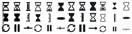 Time and clocks linear icons set – outline, schedule, countdown symbols