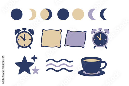 Sleep and Wake Icons with Moon Phases