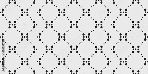 Vector repeating pattern of black dot clusters forming diamond shapes on a white textured background design art