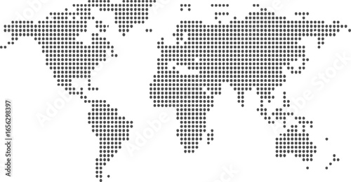 World Map Dot Pattern Vector – Pixel Global Earth Halftone Background