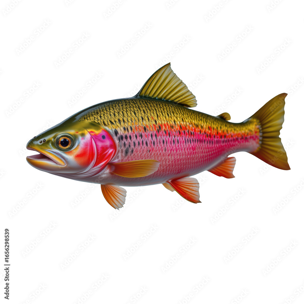 Fototapeta premium Colorful Rainbow Trout Swimming in Clear Freshwater Environment