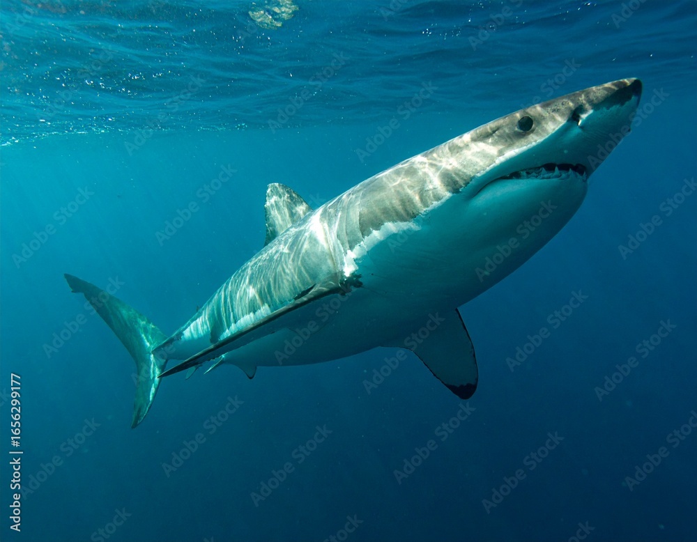Naklejka premium Great White Shark Underwater