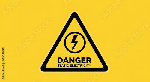 Warning sign of danger static electricity alert - safety precautions in the workplace