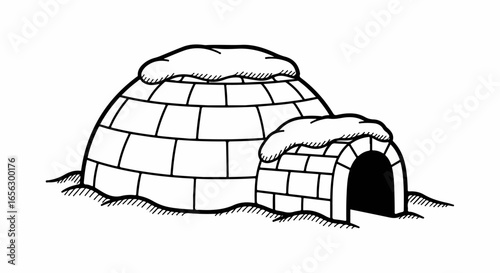 Cartoon Igloo Illustration with Snow on Top.