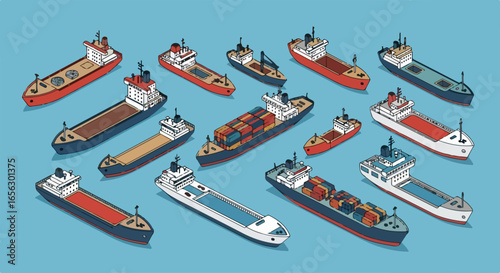 Collection of Diverse Cargo Ships and Vessels.