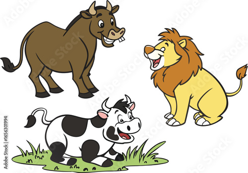 Lion and caw animal vector carton art 