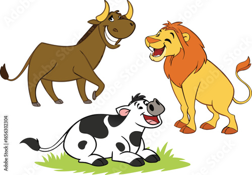 Lion and caw animal vector carton art 