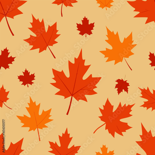 Autumn maple leaf pattern with scattered organic layout for seasonal design