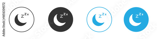Sleep Icon Set in Circle Shapes with Variations