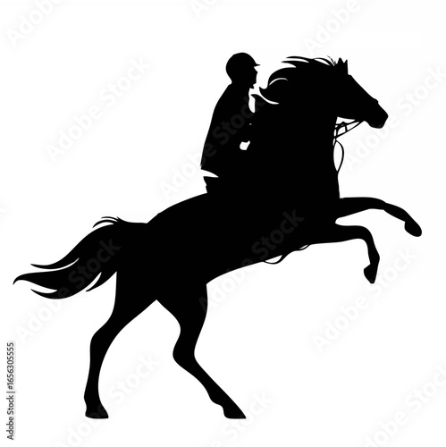 Horse and horseman black vect...