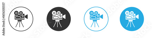 Movie Camera Icon in Variations Isolated on White Background