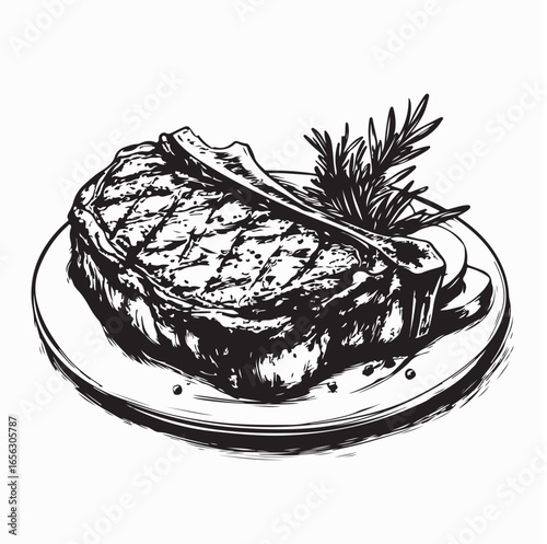 steak, vector illustration, hot and juicy
