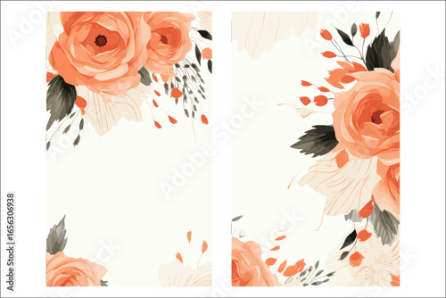 Elegant Watercolor Floral Frame Invitation Card Design