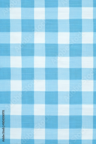 Blue gingham checkered fabric pattern background