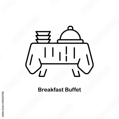 Breakfast Buffet vector outline icon for web isolated on white background.