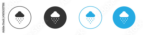 Rain Cloud Icon Set in Circle Shapes Isolated on White Background