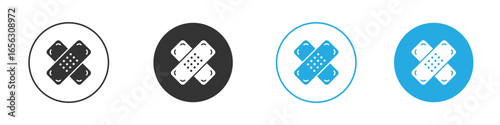 Bandage Icons in Cross Design with Color Variations Isolated on White Background