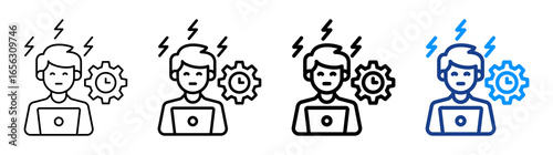 Hard Work Icon Different Style Outline Collection Set