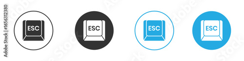 ESC Key Icon in Variations with Solid Backgrounds