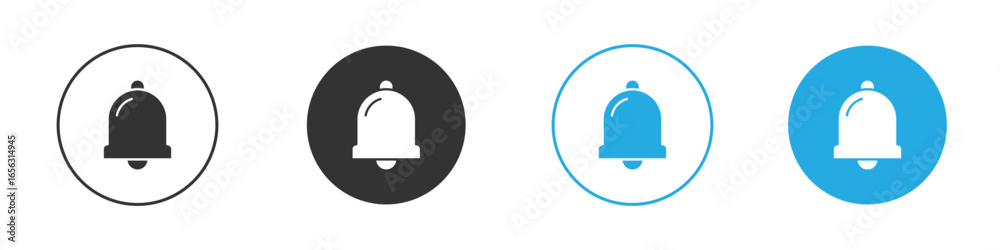 Fototapeta premium Bell Icon Variations in Circles Isolated on White Background