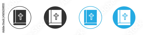 Bible Icon in Circle Variations Isolated on White Background