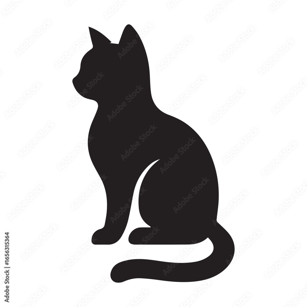Obraz premium black cat on white background