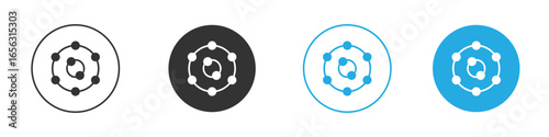 Atom Model Icons in Variations with White Background