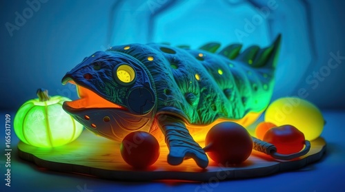 fish on a black background