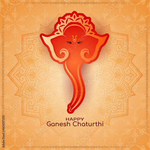 Religious Happy Ganesh Chaturthi Indian festival greeting card