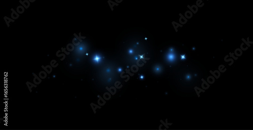 Bright blue sparkling particles. Background decoration.	