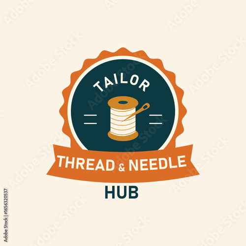 Tailor Thread & Needle Hub Vector Logo