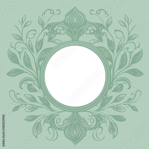 Beautiful, wedding style, floral frame, with vintage details, isolated element with empty space in the centre for text. Background for invitation, card, banner, vector illustration.