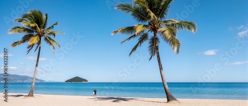 Wallpaper Mural tropical beach with palm trees Torontodigital.ca
