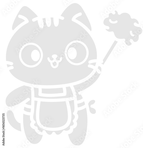cute cat doing chores - layered cut file - animal clipart