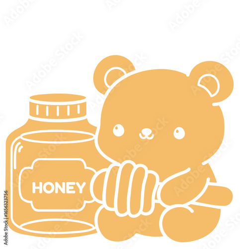 cute honey bear - layered cut file - honey clip art