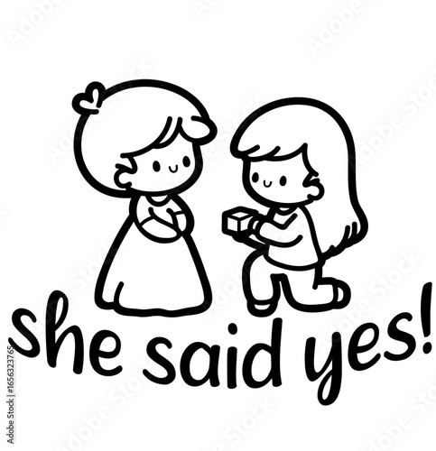 chibi lgbtq couple proposal - layered cut file - love sticker