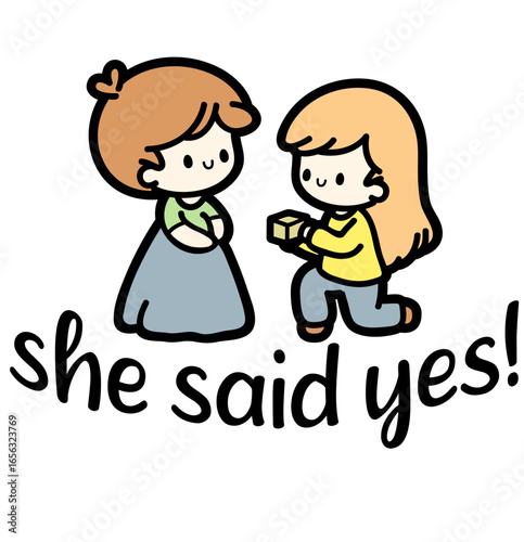 chibi lgbtq couple proposal - layered cut file - love sticker