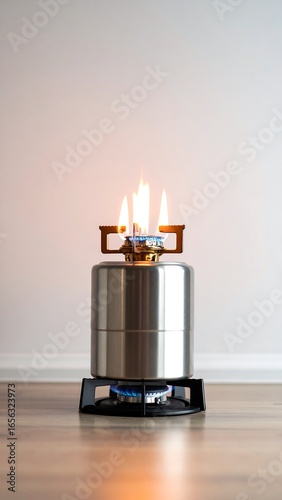 Portable camping stove with flames