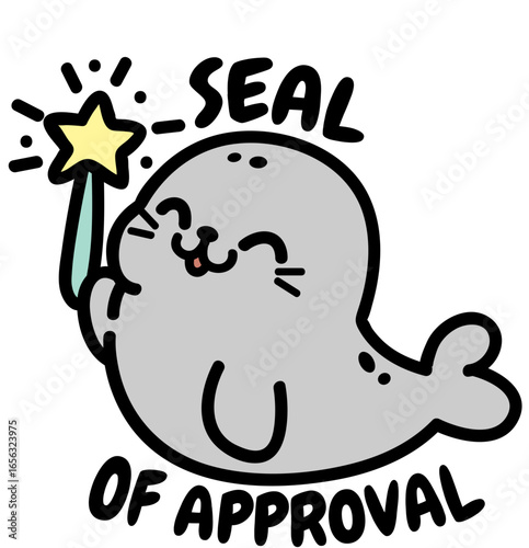 cute seal of approval - layered cut file - funny animal clip art