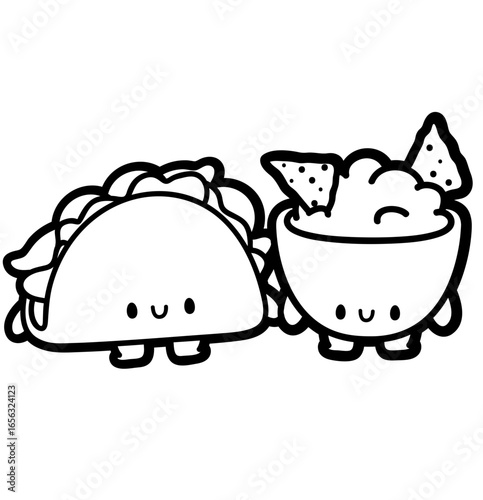 cute nachos and taco - layered cut file - mexican food clip art