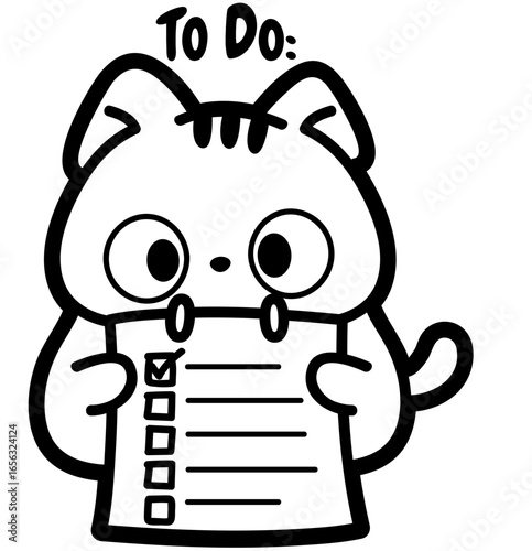 cute chubby cat to do list - layered cut file - organization clip art