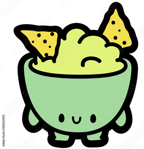 guacamole chibi character - layered cut file - food clip art