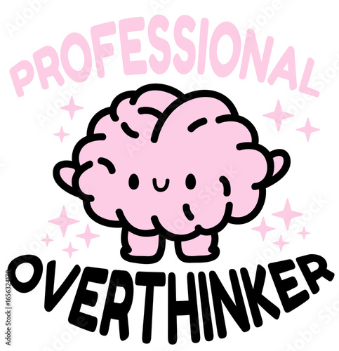 cute brain professional overthinker - layered cut file - mental health clip art