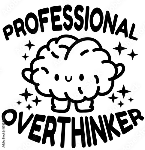 cute brain professional overthinker - layered cut file - mental health clip art