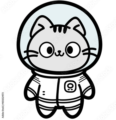cute cartoon astronaut cat - layered cut file - space sticker
